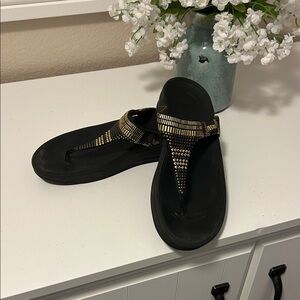 Elegant Black and Gold Women's Sandals